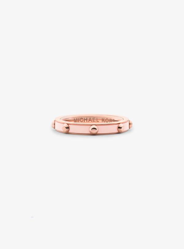 Damske Prstene Michael Kors Studded Rose Gold-Plated and Acetate Ruzove Zlate - Šperky Michael Kors Slevy | TFPMI-6394